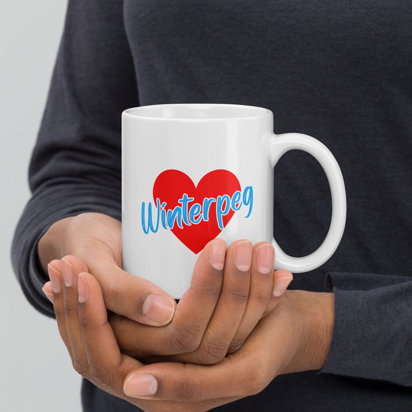 14. HEART Winterpeg White glossy mug 15oz